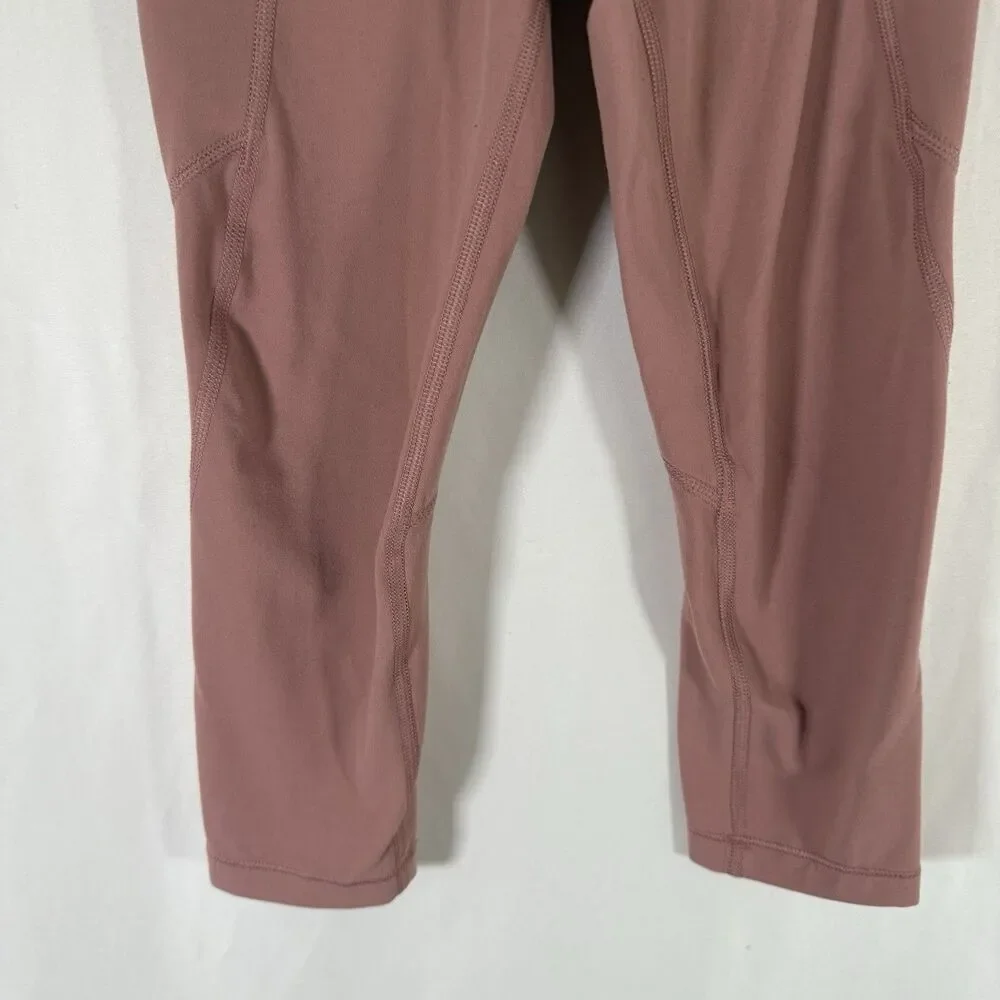 Athleta Girl Leggings Girl Small 7 Coral Pink Pull On Drawstring High Rise Capri